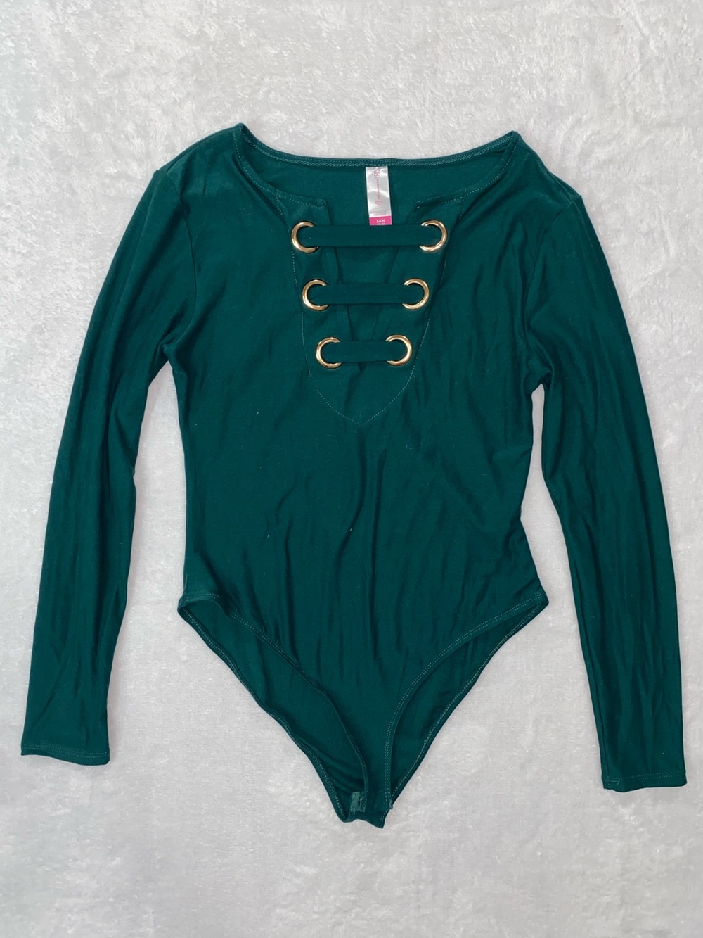 Long Sleeve Green Teal Bodysuit - (S)